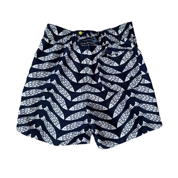 Janie & Jack Swim 3-6m Infant Fish Trunks Navy Blue White Bathing Suit - Picture 3 of 4